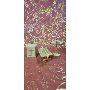 3 PC SET CROSCILL LADER HANDPAINTD SOAP DISPENSER+UMBRELLA TOOTHBRUSH HOLDER+BAR